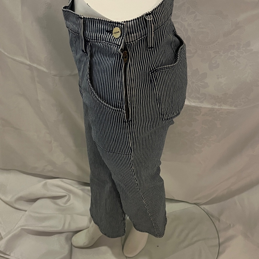 Frame Denim Blue and White Striped Ankle Jeans - Picture 9 of 12